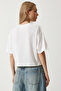 Women's Ecru Teddy Bear Embroidered Crop Knitted T-Shirt HF00456 - 5