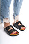 Women's Black Skin Double Strap Adjustable Buckle Daily Slippers - 4