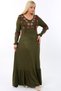 Embroidered V-Neck Tasseled Ruffle Skirt Long Sleeve Full Length Dress - 3