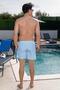 Men's Basic Thin Striped Printed Turquoise Sea Shorts with Pockets - 2