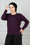 Women's Mother Plum Long Sleeve Lycra Front Patterned Combed Cotton Blouse - 6