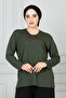 Women's Mother Khaki Long Sleeve Lycra Front Patterned Combed Cotton Blouse - 5
