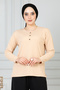Women's Mother Comfortable Cut Loose Thin Corded Button Detailed Combed Cotton Blouse - 4