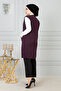 Women's Plum Mother Long Thin Buttoned Pocket Combed Cotton Vest Mother's Day - 6