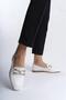 Women's White Color Buckle Blunt Toe Ballerinas - 3