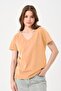 Women's Beige V-Neck T-Shirt - 2