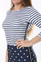 Women's Large Size Navy Blue Marine Pattern Lycra Satin Dress 65N37785 - 5
