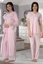 Women's Powder Long Dressing Gown with Laced Sleeves Maternity Maternity Dressing Gown Pajama Set - 3