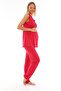 Women's Fuchsia Lace Collar Comfortable Robe and Maternity Pajama Set, 3-Piece Set - 3