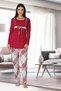 Women's Fuchsia Long Sleeve Winter Cotton Maternity Maternity Dressing Gown Pajamas Set Nightgown Set - 3