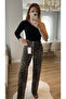 Robert Premium Black Leopard Wide Leg Jeans - 5