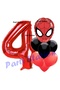 4 Years Old Spiderman - Red Spiderman Balloon and Number Set