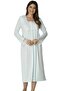 Women's Turquoise Lace Long Sleeve Cotton Maternity Nightie - 2