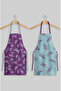 Ays Home Purple Mint Floral Kitchen Apron Set of 2