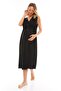 Lohouset Black Sleeveless Soft Lace Summer Maternity Nightgown - 3