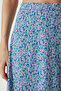 Women's Pink Blue Floral Slit Summer Viscose Skirt MX00165 - 5
