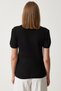 Women's Black Polo Neck Light Transparent Summer Knitwear Blouse YY00209 - 6