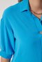 Women's Blue Balloon Sleeve Linen Ayrobin Shirt DD01321 - 3