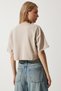 Women's Beige 100% Cotton Oversize Crop Knitted T-Shirt BP00164 - 5