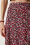 Women's Red Black Floral Slit Summer Viscose Skirt MX00165 - 6