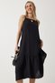 Women's Black Strap Summer Loose Muslin Dress BP00163 - 3