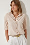 Women's Cream Balloon Sleeve Linen Ayrobin Shirt DD01321