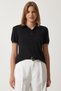 Women's Black Polo Neck Light Transparent Summer Knitwear Blouse YY00209 - 4