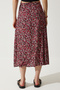 Women's Red Black Floral Slit Summer Viscose Skirt MX00165 - 8