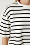 Women's White Black Striped Oversize Crop Knitted T-Shirt BP00162 - 5