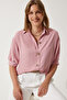 Women's Pink Balloon Sleeve Linen Ayrobin Shirt DD01321 - 2