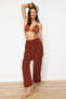 Kahverengİ Dokuma Şalvar Plaj Pantolon TBESS24PL00011 - 6