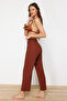 Kahverengİ Dokuma Şalvar Plaj Pantolon TBESS24PL00011 - 8