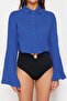 Saks Dokuma %100 Pamuk Plaj Crop Gömlek TBESS24GO00011 - 4