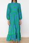 Blue Patterned Half Placket Oversized Fit Cotton Woven Dress TCTSS23EB00222 - 4