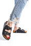 Women's Black Skin Double Strap Adjustable Buckle Daily Slippers - 6