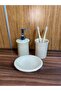 Red Seramik Dara Collection 3-Piece Bathroom Set, Glittery Beige