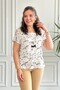 Self-Necklace Dragonfly Patterned Blouse - 4