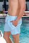 Men's Basic Thin Striped Printed Turquoise Sea Shorts with Pockets - 3
