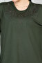 Women's Mother Khaki Long Sleeve Lycra Front Patterned Combed Cotton Blouse - 7