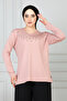 Women's Mother Pink Long Sleeve Lycra Front Patterned Combed Cotton Blouse - 5