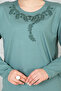 Women's Mother Water Green Long Sleeve Lycra Front Patterned Combed Cotton Blouse - 7