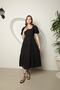 Scallop Fabric Women's Square Collar Balloon Sleeve Belt Detailed Midi Dress