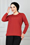 Women's Mother Comfortable Cut Loose Thin Corded Button Detailed Combed Cotton Blouse - 5
