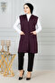 Women's Plum Mother Long Thin Buttoned Pocket Combed Cotton Vest Mother's Day