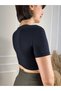 Black Crew Neck Crop Blouse - 4