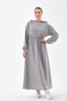 Women's Summer Linen Hijab Sports Dress with Hooded Waist and Drawstring Pockets GRAY - 5