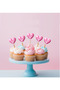 20 Pieces Pink Hearts Cake Toothpicks 5cm Cupcake Cake Decoration Cookie Engagement Promise Cocktail Bride To Be - 3