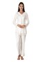 Women's Off-White Design Lace Cotton Maternity and Postpartum Pajama Set - 2
