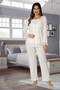 Women's Ecru Design Lacy Cotton Maternity Pajama Set