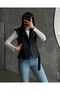 Women's Black Leather Biker Vest - 4